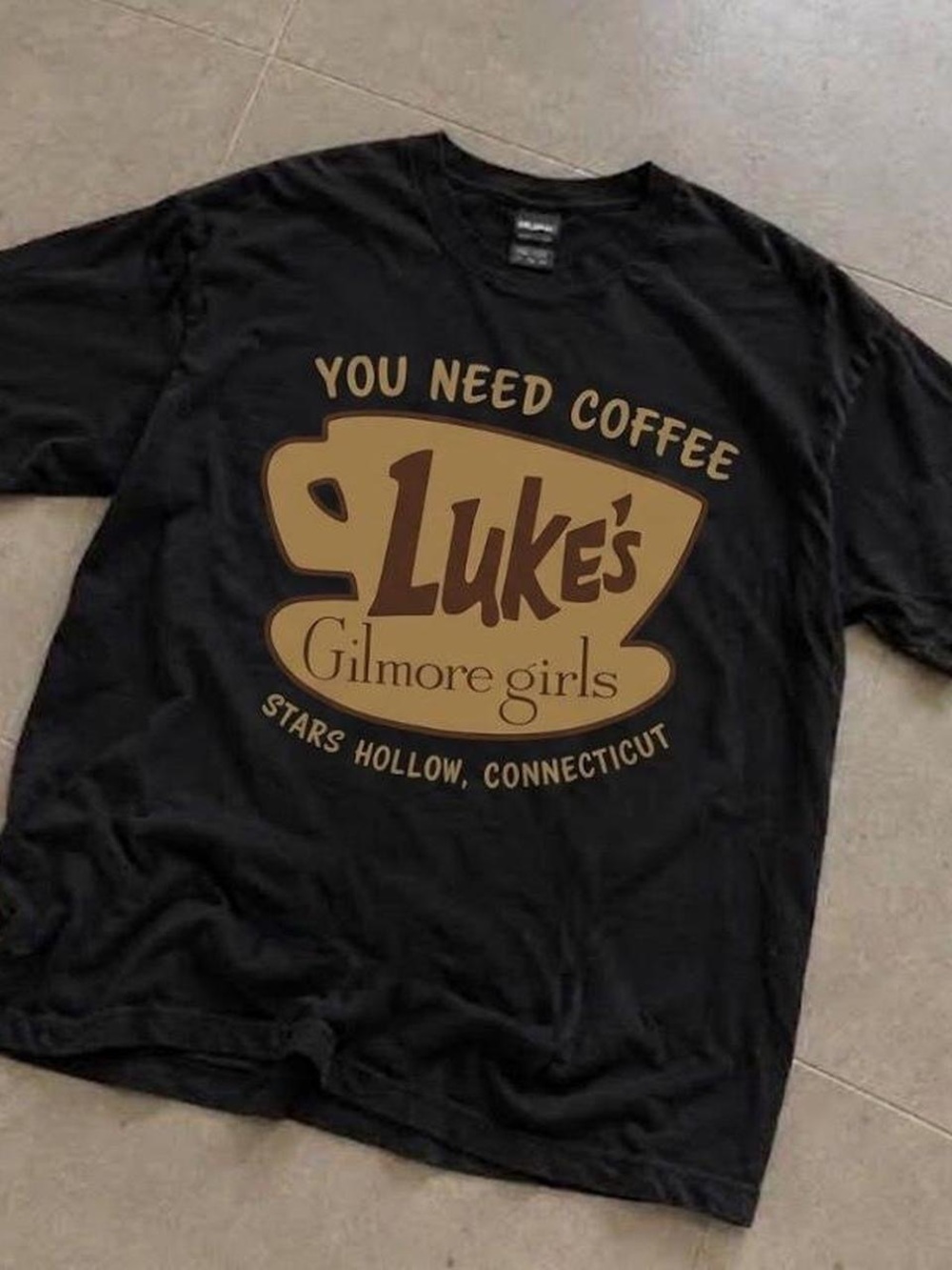 Luke’s Gilmore Girls Coffee Black Graphic Tee Vintage Style